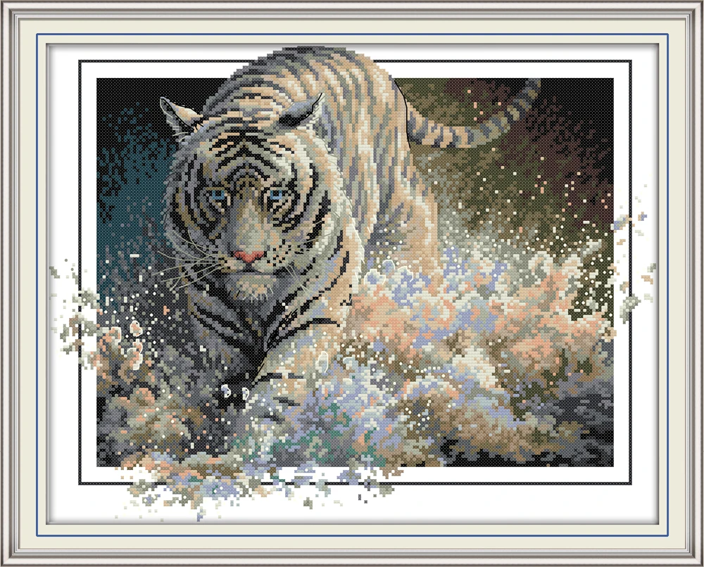 Tiger 4 cross stitch kit aida 14ct 11ct count print canvas cross stitches   needlework embroidery DIY handmade