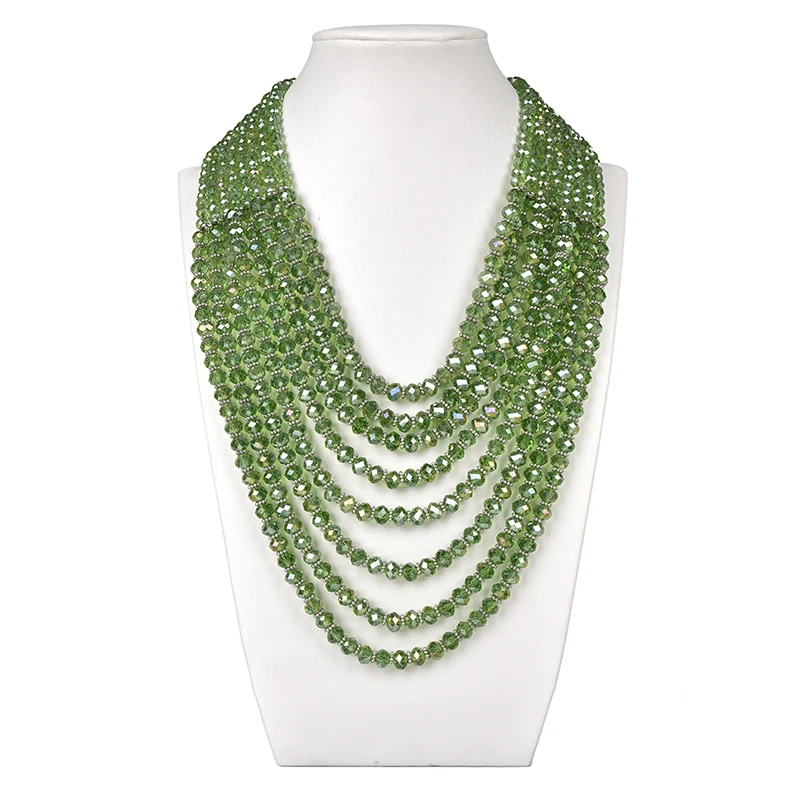 Size For Faceted 4*6&5*8mm Green multi-layered cutting Glass Stone Manual Diy Design For Crystal Necklace 17-25inch Gem H219