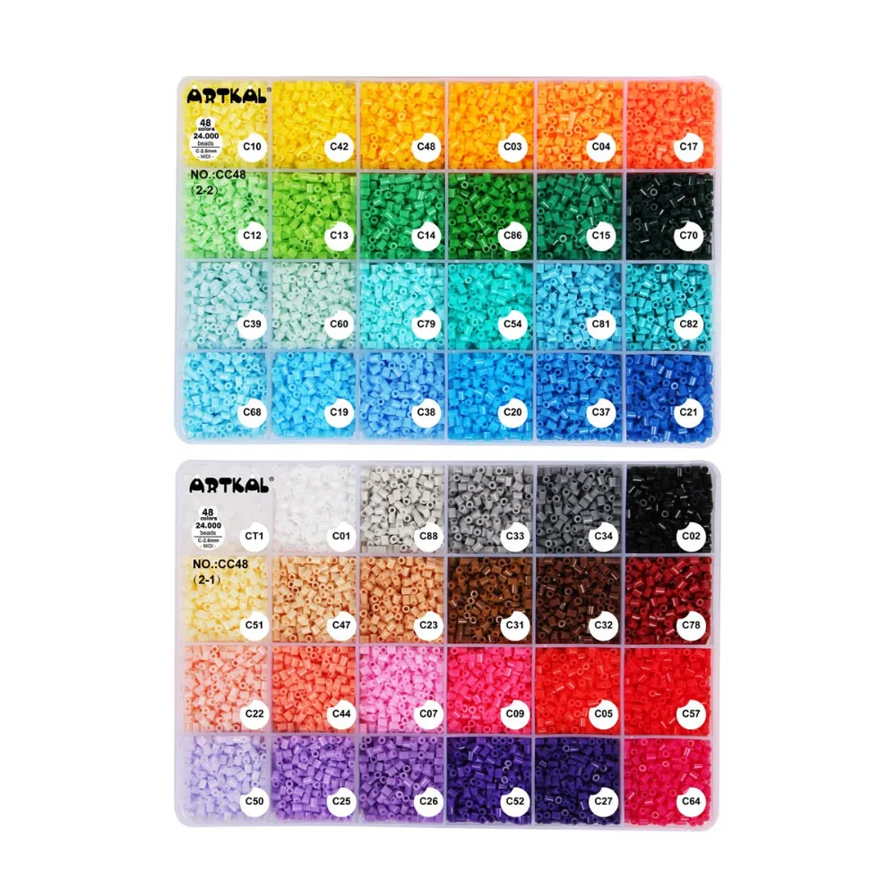 Artkal Beads C-2.6mm 48 Color Box Set DIY Jewelry Fashion Kits Perler Hama Beads Toys CC48