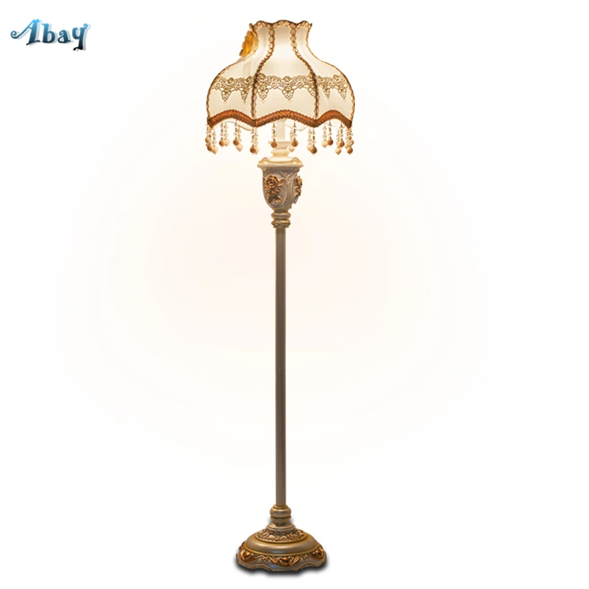 

European Retro Standing Floor Lamps Led Retro Bedroom Living Room Study Vertical Floor Lights Hander Engraved Lighting Fixtures