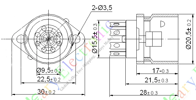 Wholesale and retail 8pcs MINI 7pin Ceramic vacuum tube sockets valve base for AEE91 EC92 audio amps free shipping