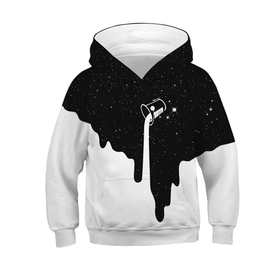 Children Autumn Winter Colorful 3D Hoodies Boys Girl Cup Milk Paint Galaxy Space Printed Sweatshirts Kids Pullover Clothing