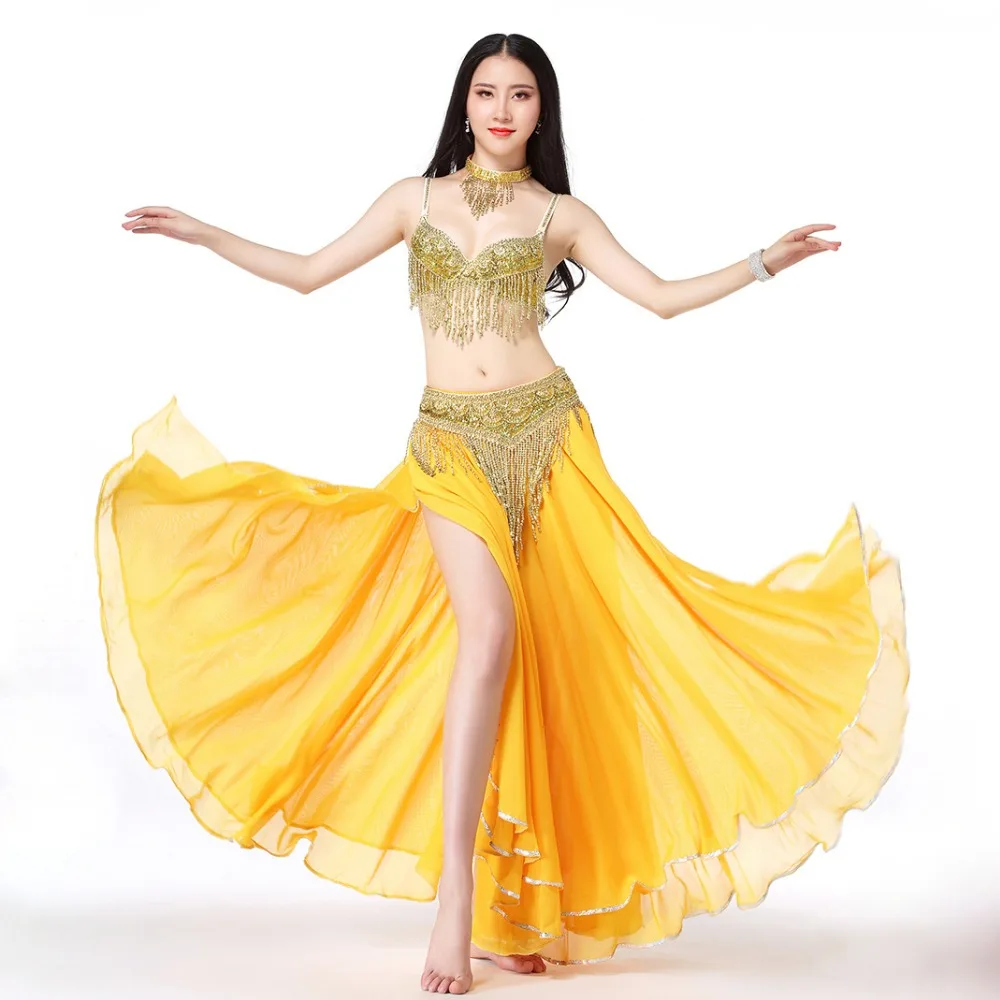 2019 Women Dancewear Belly Dance Costumes Set East Style Outfit Women Bellydance Outfits Beading (Bra Belt Skirt Necklace)