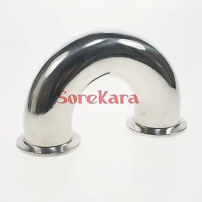 45mm O/D 304 Stainless Steel Fits Ferrule OD 64mm Sanitary Ferrule 180 Degree Elbow Pipe Fitting Tri Clamp