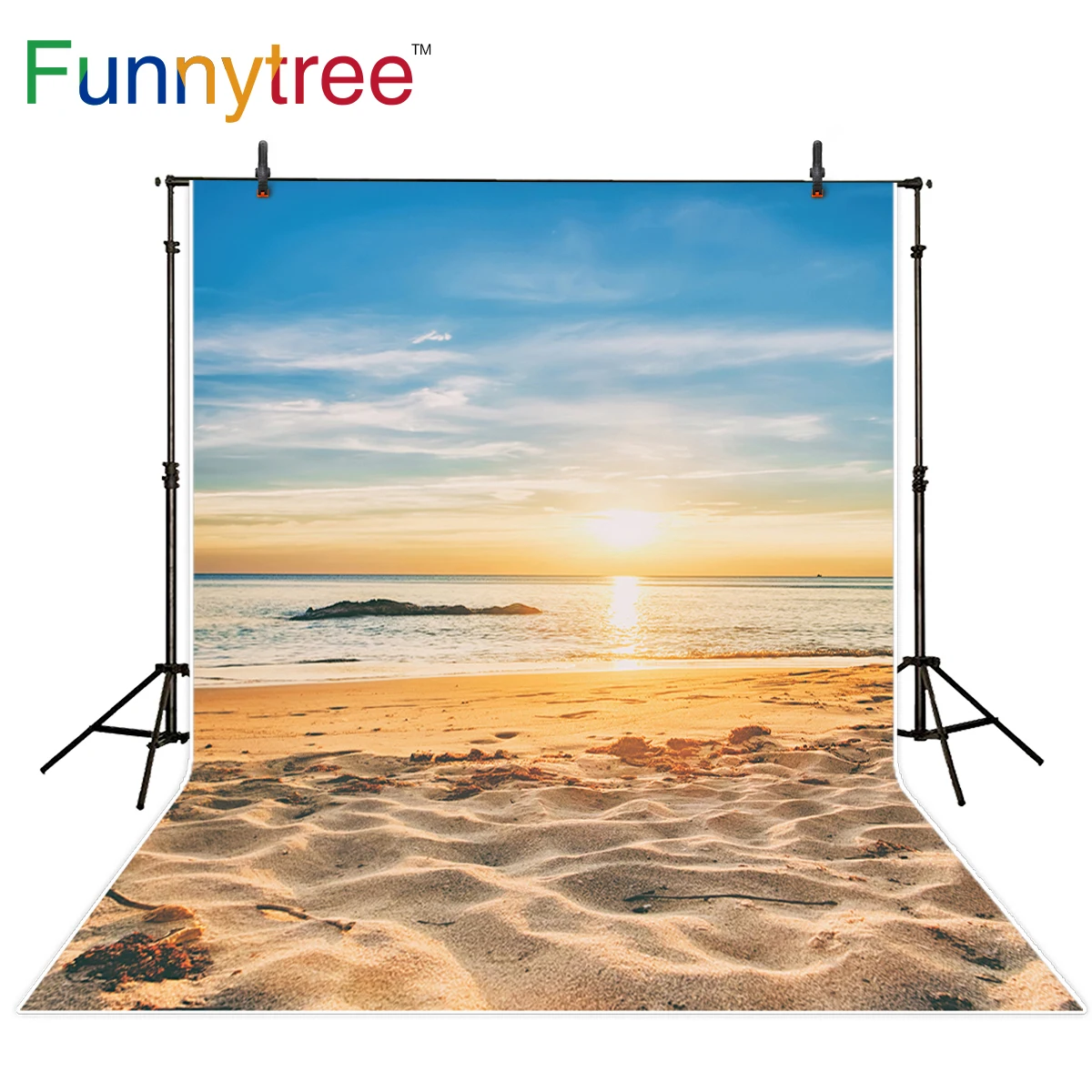 Funnytree photography backdrop beach dusk sea sunset summer background photo studio photobooth photo prop printed