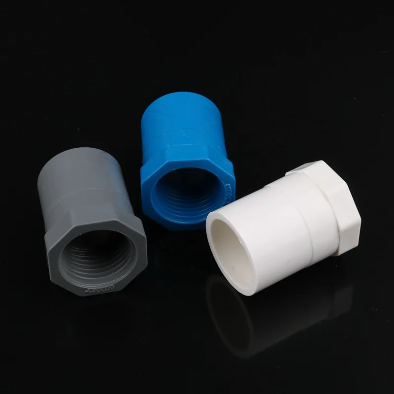 2pcs 20/25/32/40/50 mm PVC Female Thread Straight Connector Water Pipe Joint Aquarium Parts Garden Irrigation Adapter