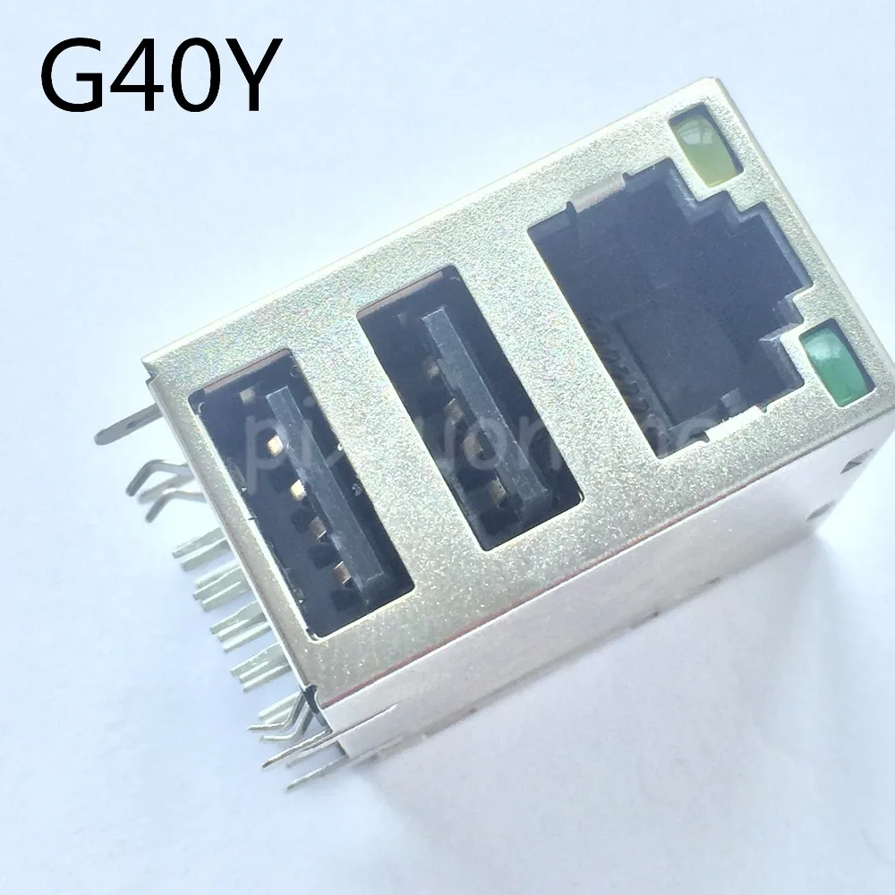 

1pc G40Y RJ45 USB Ethernet Cable Female Socket Connector With 2 LED Data Connection Interface Charging Sale at a Loss France