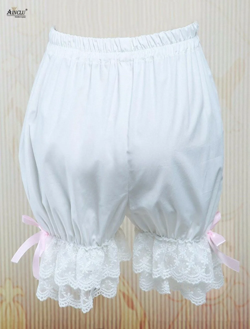 Summer/Spring Ainclu New Arrival XS To XXL Free Shipping Cemavin Cute Elastic Waist White Lace Lolita Trousers/Bloomers/Shorts