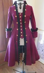 Red Pirate Frock Coat Jacket women's colonial rococo pirate jacket costume custom made