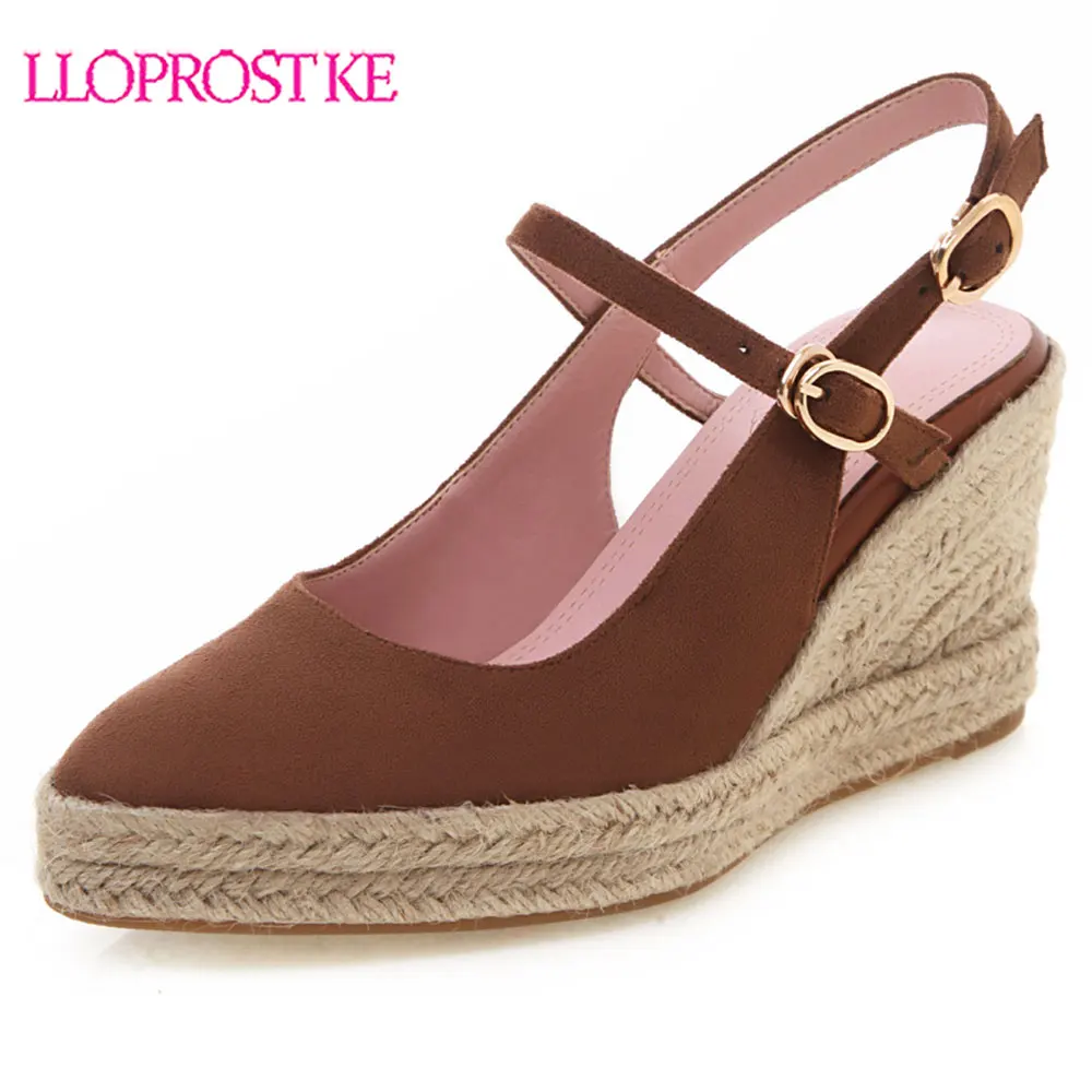 

Lloprost ke big size 33-44 summer sandals for women buckle high heels sandals elegant platform wedges sandals women prom shoes