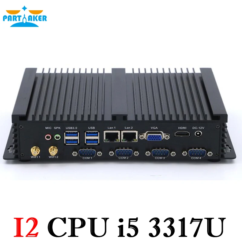 Imagem -03 - Fanless Mini pc Windows xp 10 Intel Core i5 3317u 1007u Lans Rs232 com Computador Industrial Áspero 300m Wifi Hdmi Mais Vga