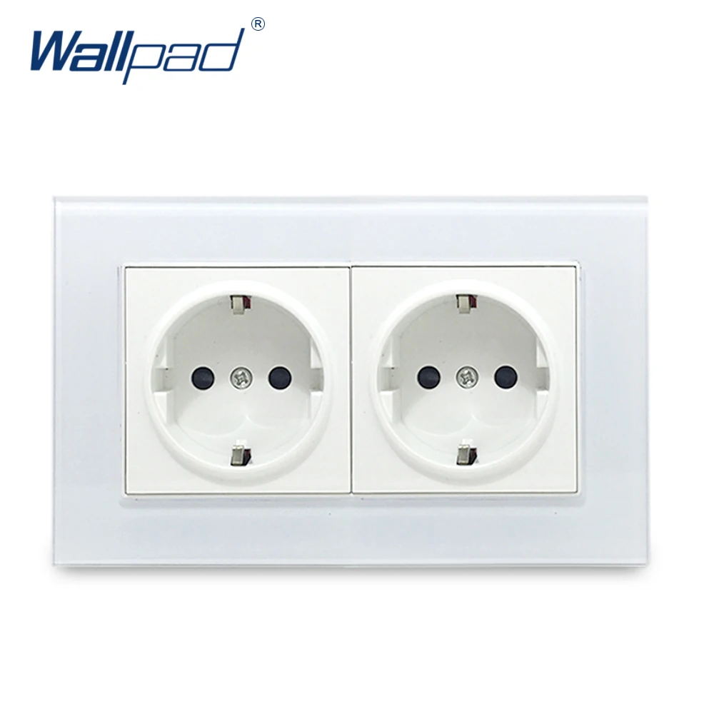 

Hot Sales Double EU Socket Wallpad Crystal Glass Panel 110V-250V 10A-16A EU Double EU Wall Electrical Power Socket 146*86mm Size