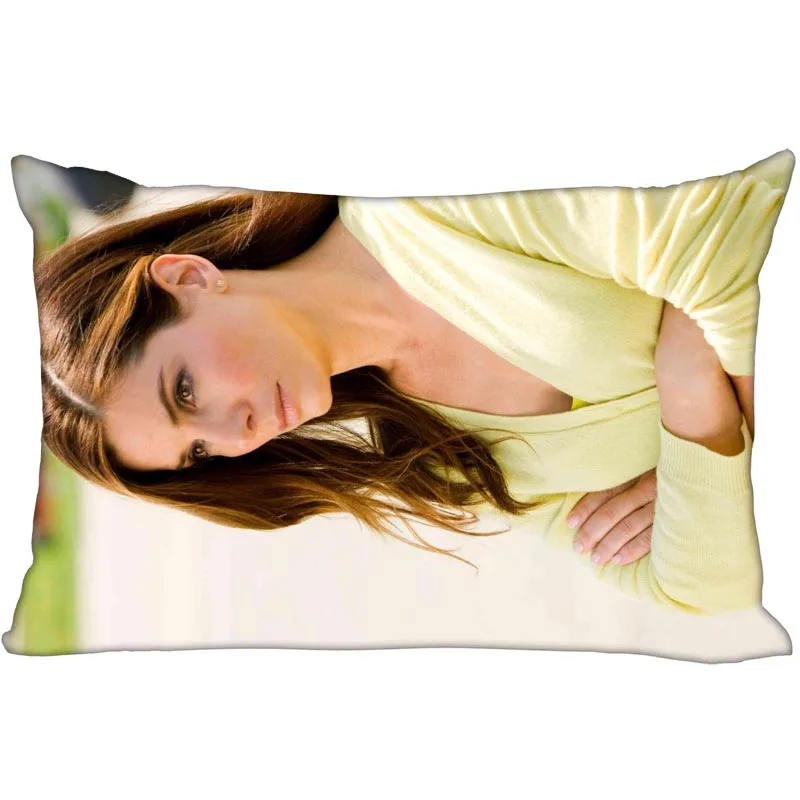 HOT SALE Sandra Bullock Pillowcase Satin Fabric Bright Smooth Rectangle Zipper Pillow Cases Home Wedding Friend Gift