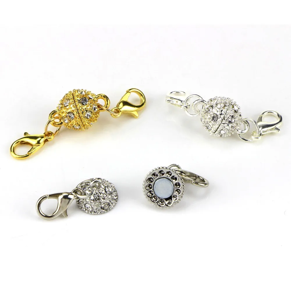 1 Pc Strong Magnetic Clasps For Necklace Bracelet Crystal Stainless Steel Chain Buckle Hook Jewelry Findings with Lobster Clasp