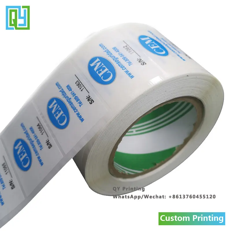 1000pcs 40x60mm Free shipping custom printing with your own logo stickers serial number tamper evident security seal labels