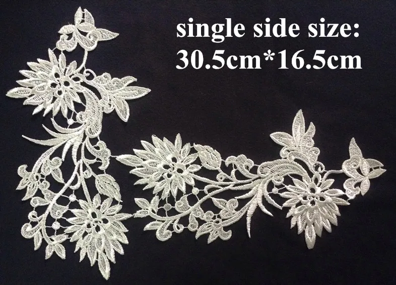 

30.5cm*16.5cm water soluble embroidery mirrored appliques,wedding dress applique accessories,XERY-BQ1222A