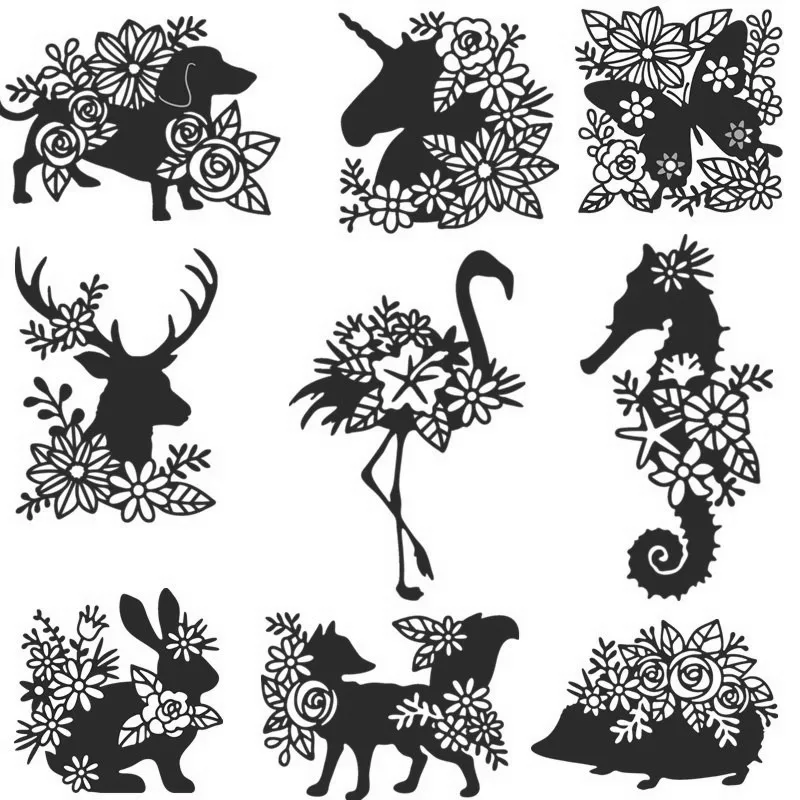 

Sihouette Animal Cat Deer Unicorn Metal Cutting Dies Stencils For DIY Scrapbooking Decoration Embossing Paper Cards Craft Die