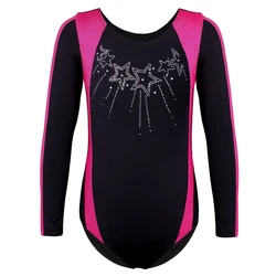 BAOHULU leotardo brillante para niñas y adolescentes, Vestido largo de Ballet para gimnasia, Unitards para niños, Ropa de baile con lámina dorada