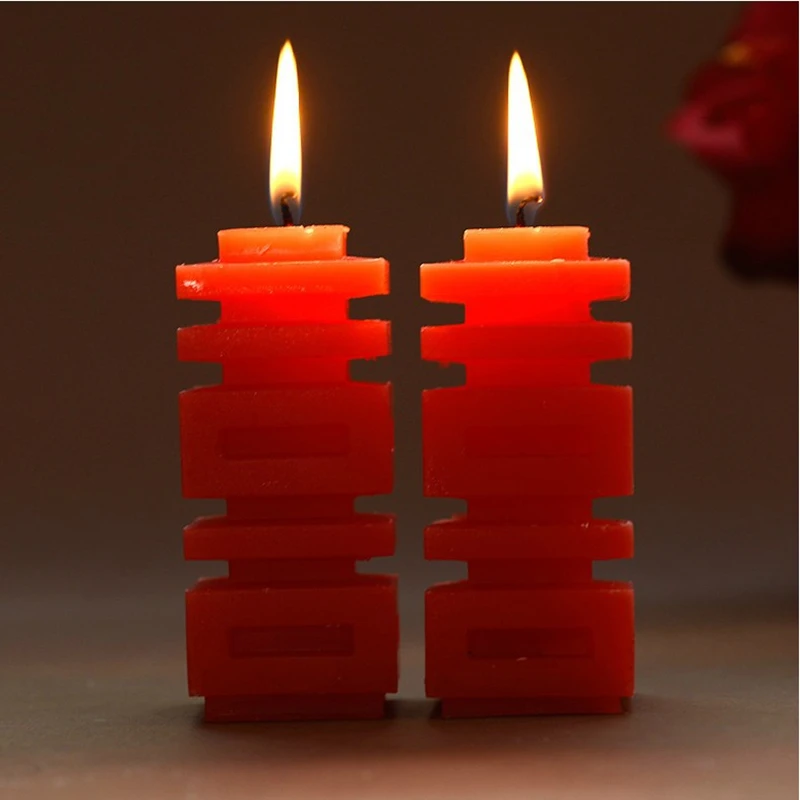 1 Pair Joyful Red Double Happiness Smokeless Candles Jubilant Wedding Supplies Romantic Bridal Chamber Candle Light for 48 Hours