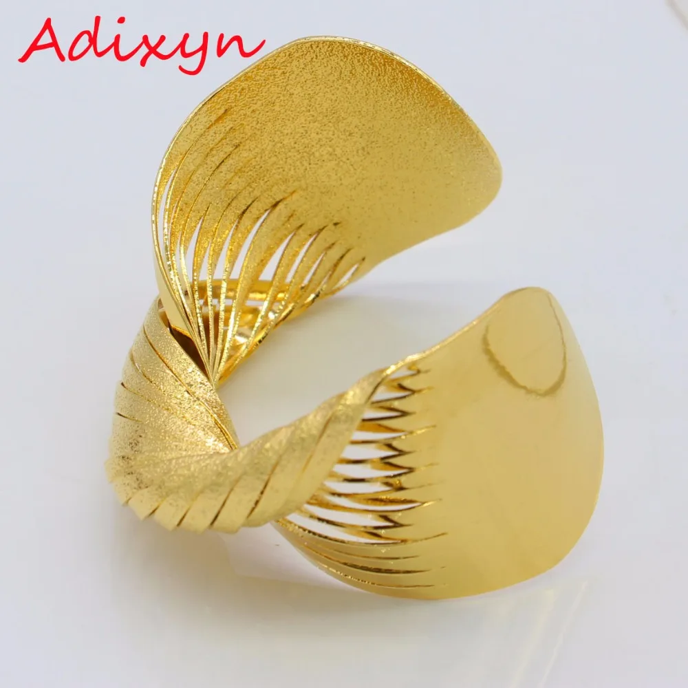 

Adixyn Gold Twisted Bangle for Women Gold Color & Copper Bracelet Dubai Ethiopia Wide Wedding Africa Arab Jewelry N01191