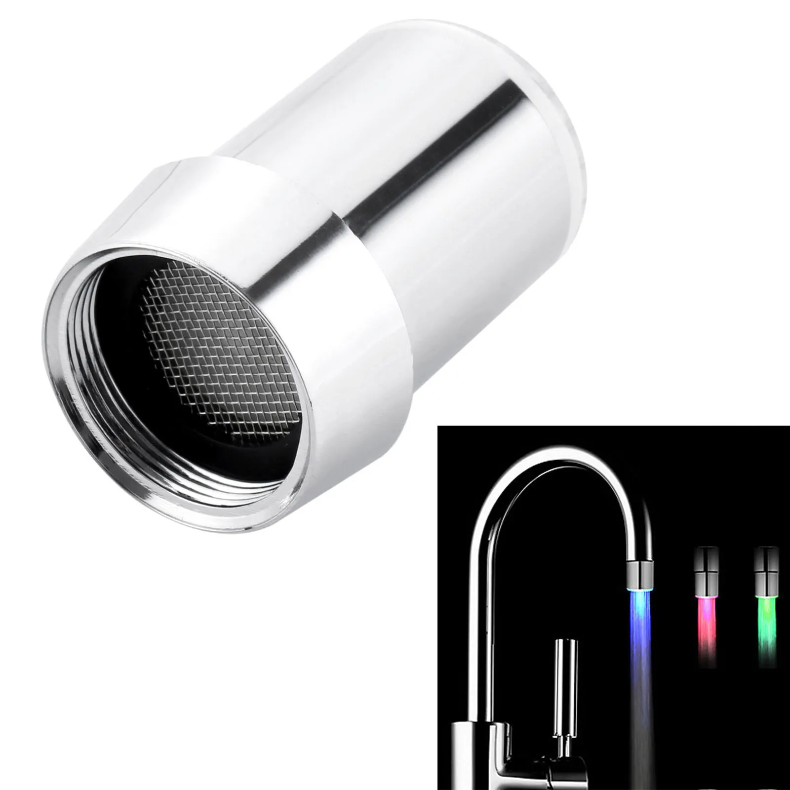 Keran Led Dikontrol Suhu Sensor Suhu Cahaya Cerdas Keran Air LED Nosel Keran dengan Adaptor Tidak Perlu Baterai