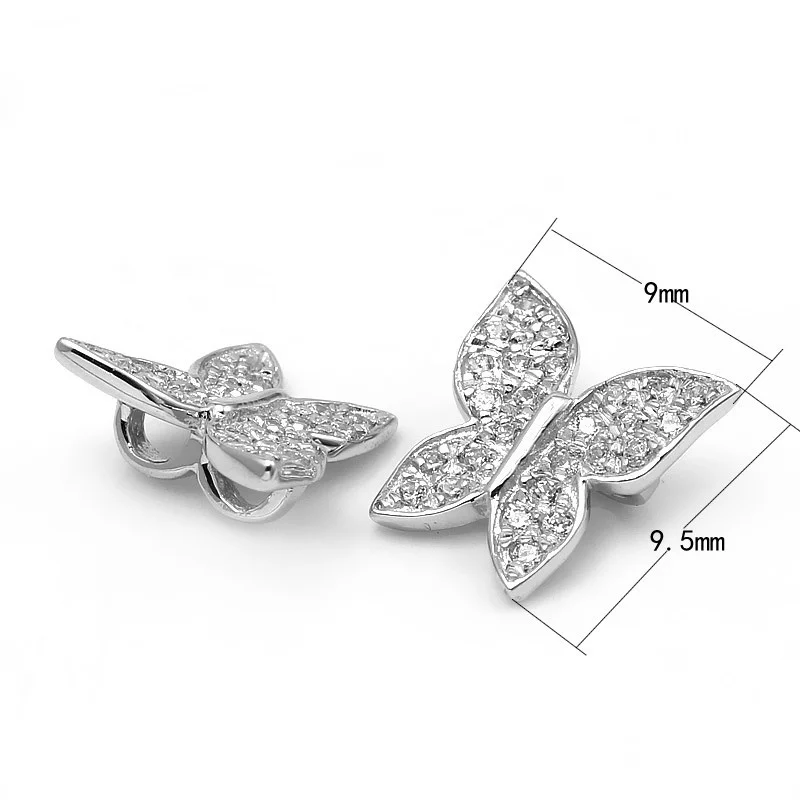 Cross Butterfly 4 Styles 2 Strands Zirconia Cubic Micro Pave 925 Sterling Silver Connector Charm Spacer Bead 5pcs/lot SLJQ-CZ030