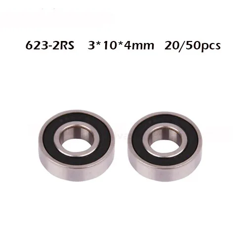 

20/50pcs 623 623rs 6232rs bearing 623-2RS 623-2rs 3x10x4 Miniature deep groove ball bearing 623RS 3*10*4mm