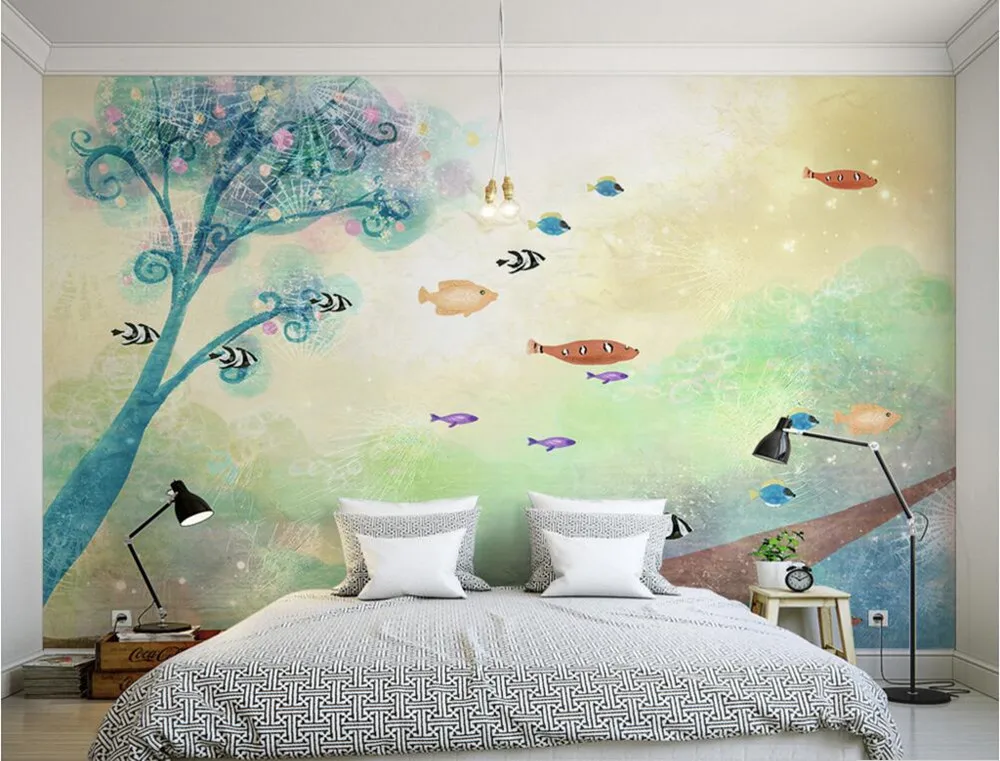 

Custom 3D murals,Children's room romantic tree papel de parede, coffee shop living room sofa TV wall Theme Room wallpaper