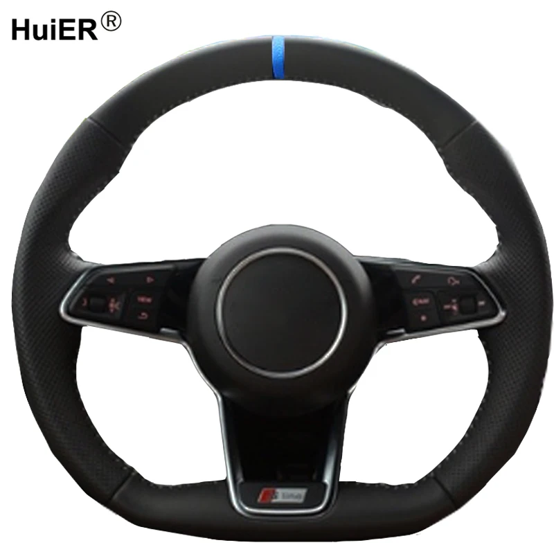 HuiER Hand Sewing Car Steering Wheel Cover For Audi TT 2016 2017 2018 Braid on the Steering-Wheel Interior Accessories Parts