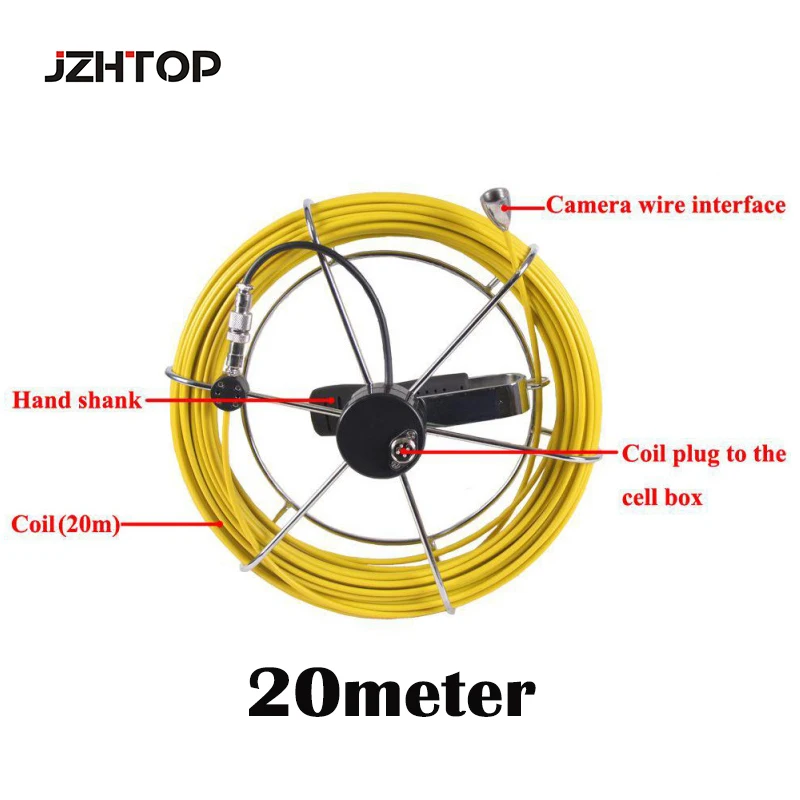 20m 20 Meter Fiberglasses Cable With Camera Connector For 23mm Pipe Inspection Snake Camera Replacement Repair