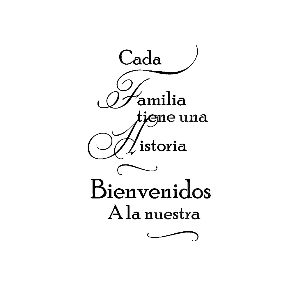 Spanish Home Quotes Wall Decal Cada Familia Tiene Una Historia WELCOME to Ours Vinyl Wall Stickers Home Decor Living Room Z598 image 2