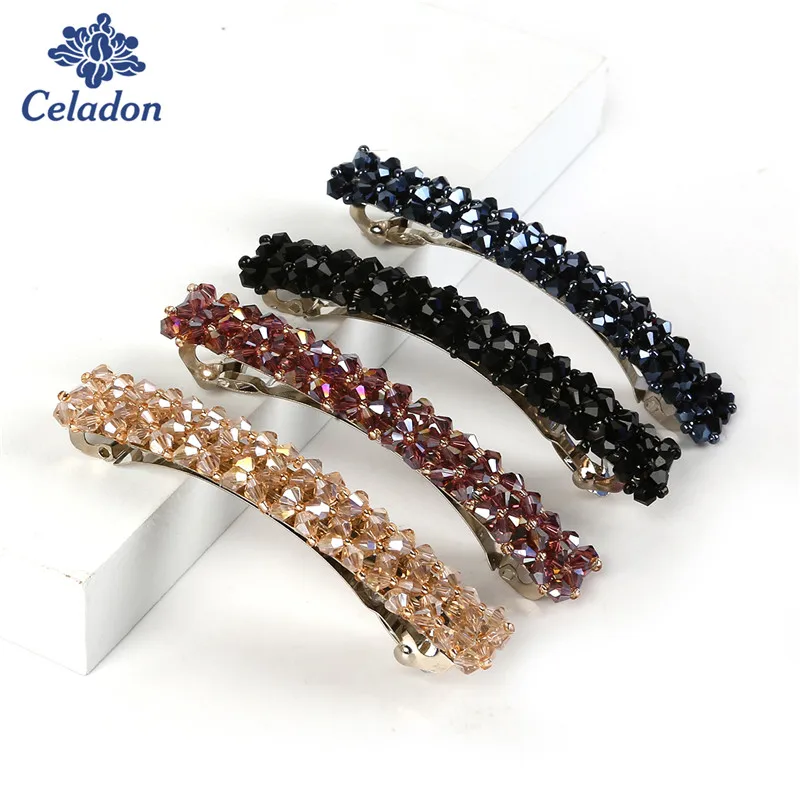 1PCS Colorful 1.5x8cm Rhinestone Hairpins Fashion Headwear Crystal Hair Clips Barrette Styling Tools Accessories Korean Style