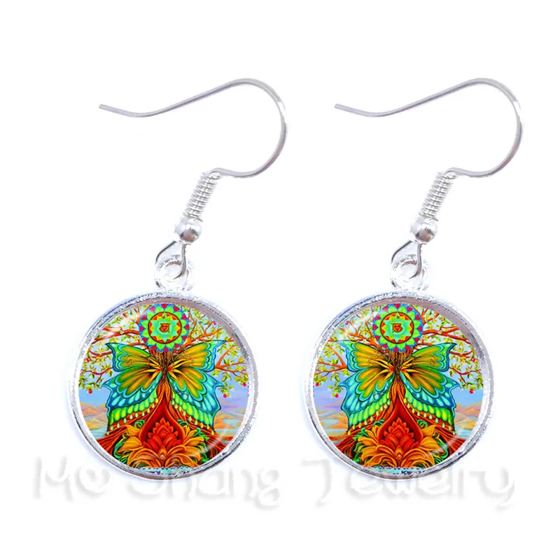 Tree Of Life Classic 16MM  Time Glass Dome Drop Earrings Jewellery Glass Ornaments Gift For Women Girl