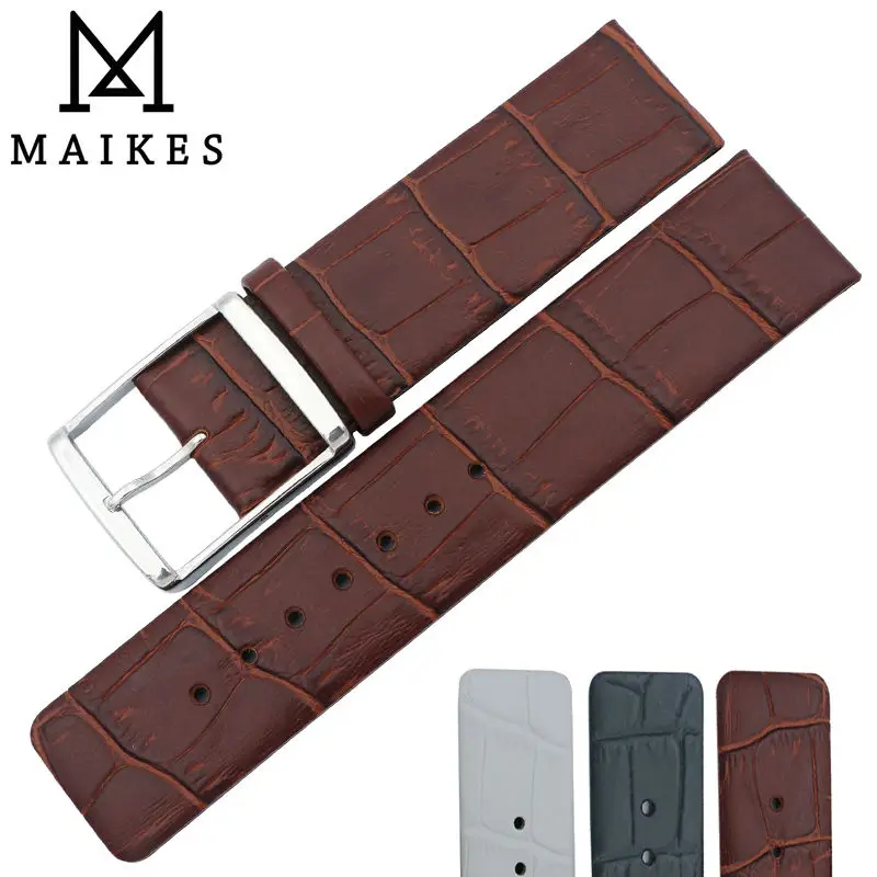 MAIKES High Quality Watchband Brown Alligator Grain Genuine Leather Watch Strap Band For CK Calvin Klein K2Y2X1 K2Y211 K2Y236