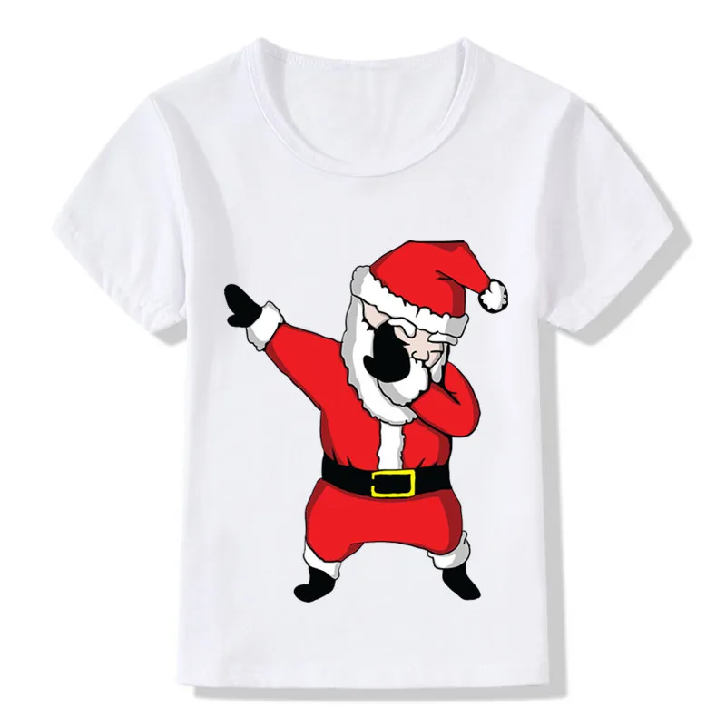 Dabbing Santa Pattern Funny Children T shirt Kids Merry Christmas Cartoon Clothes Baby Boys Girls Summer T-shirt,HKP5112 image 2