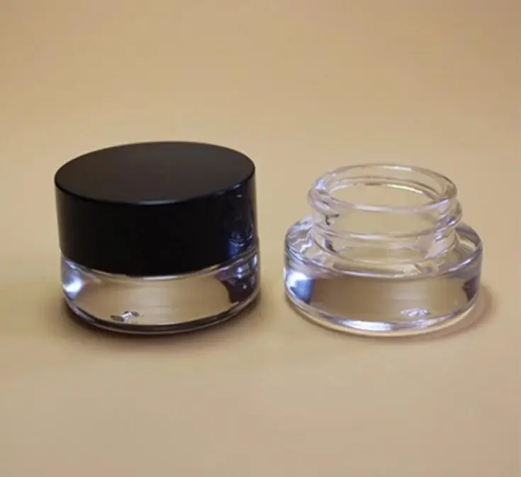 500 X 3g Traval Small cream make up Glass jar with aluminum lids white pe pad 3cc 1/10oz cosmetic packaging glass jar SN2401