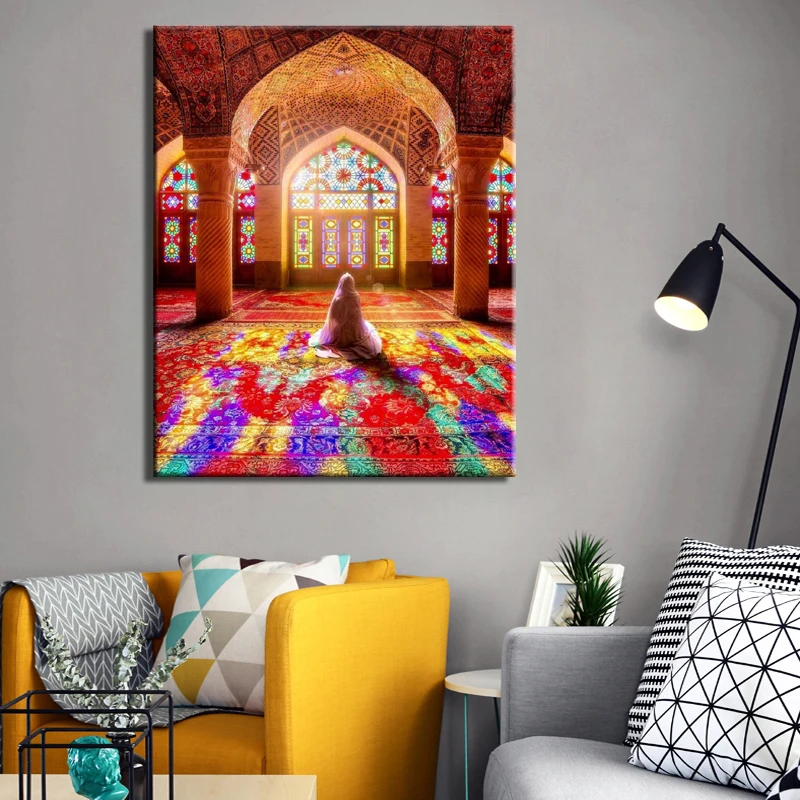 Islamic Mosque Posters and Print Wall Art Canvas Painting Wall Decoration Muslim Pilgrims Pictures for Living Room Wall No Frame