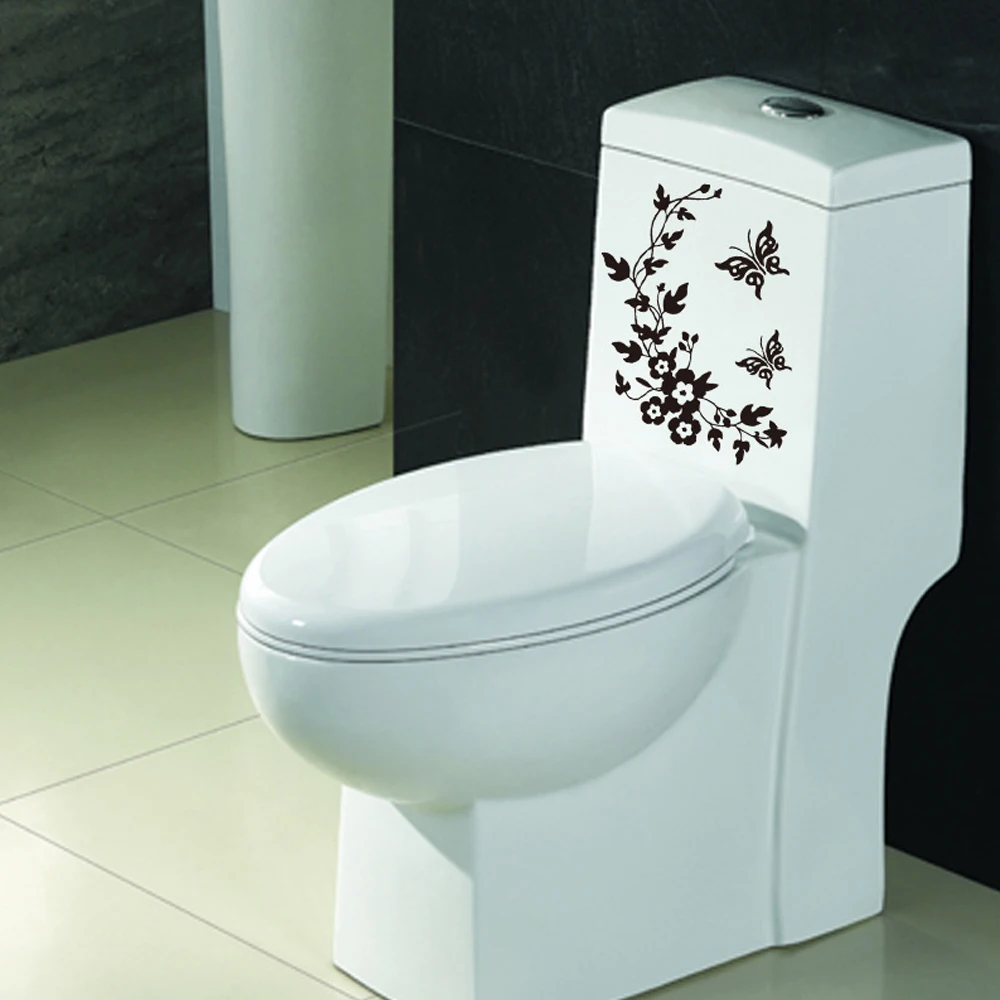 Toilet Decorative Sticker Butterfly Flower Vine Wall Stickers Decals