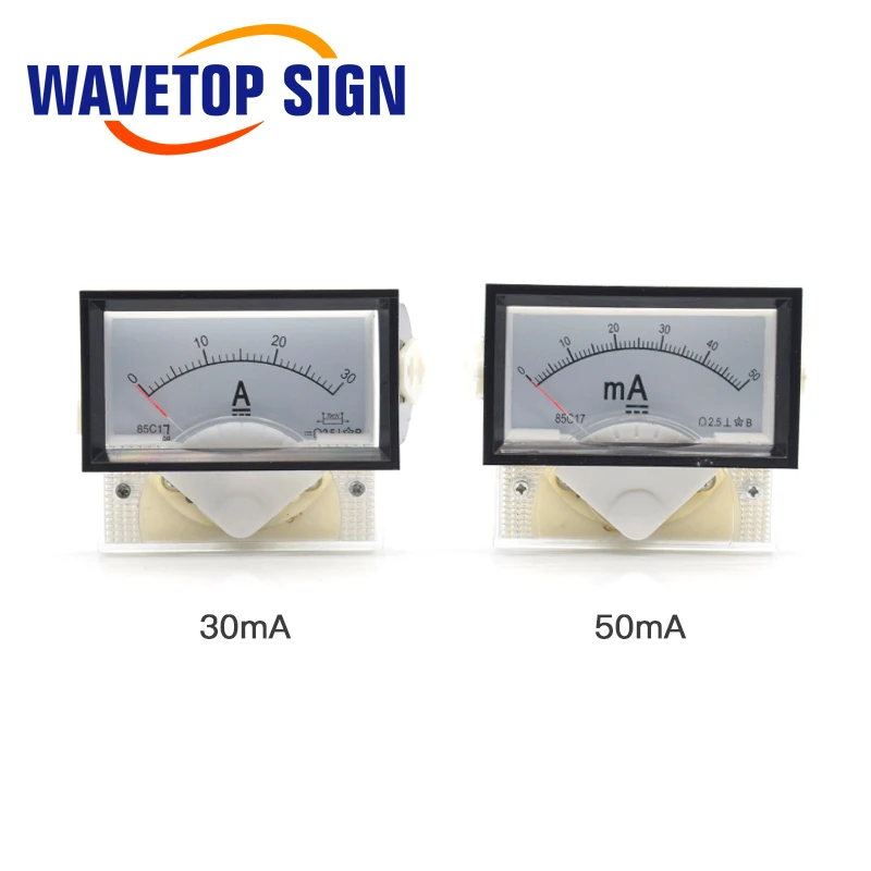 WaveTopSign 30mA 50mA 100mA 500mA Ammeter 85C17 Analog Amp Panel Meter Current for CO2 Laser Engraving Cutting Machine