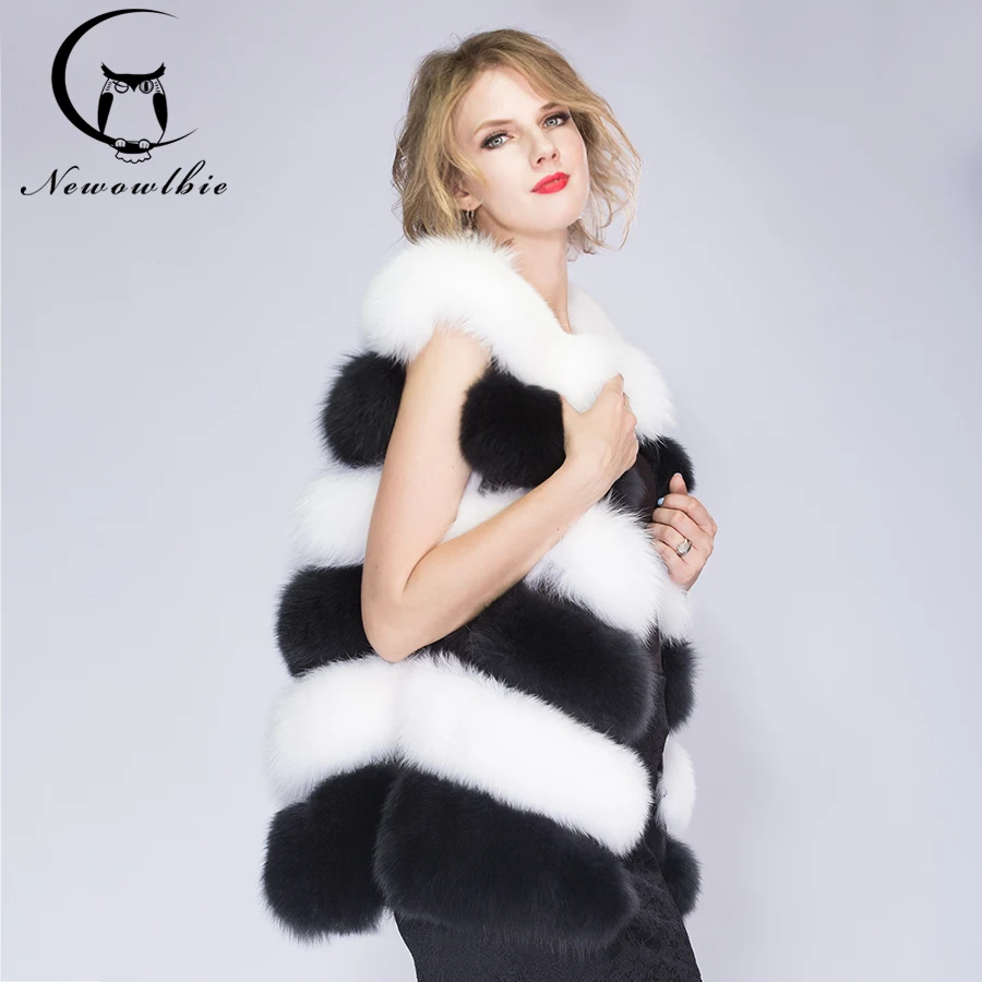 

Fox Fur Vest 70 cm Women Solid coats Full Pelt Autumn Winter Warm Thick Sleeveless Coat Female Real Fox Fur Vest