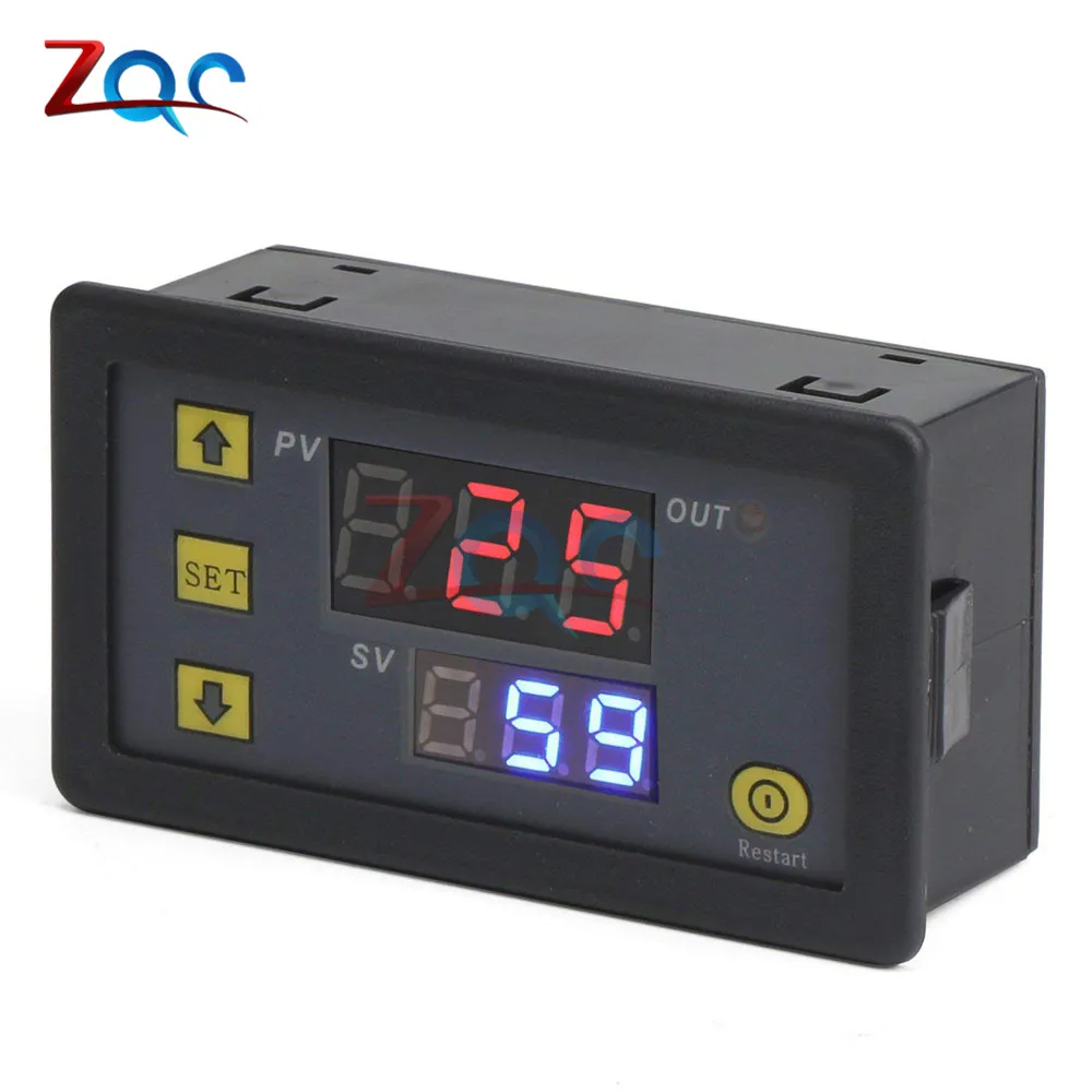 DC 12V Digital Cycle Timer Delay Relay Board Module with Dual Time Red/Blue LED Display Timing Relay Switch for Vehicle Car