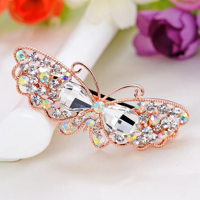 Korean Fashion Butterfly Crystal Rhinestone Hairpin Girls Hair Jewelry Manufacturers