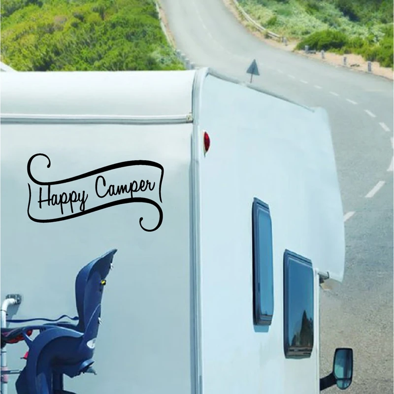 

Happy Camper Decals Travel Trailer Decor , Camping Vinyl Mural Art Sticker For RV Camper Decoration