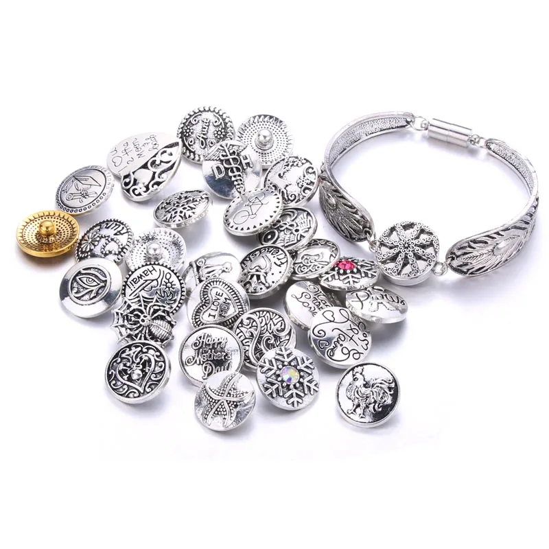 10pcs/lot 12mm 18mm Snap Buttons for Snap Button Jewellery Mixed Cartoon Ginger Charms Fit Snaps Button Bracelet Bangle