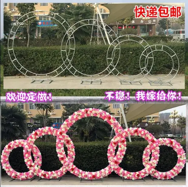 

The new wedding wedding background decoration items, wrought iron ring ribbon bow door wedding, wrought iron ring circular arch