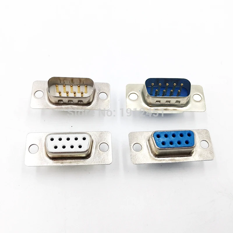 10PCS DB9 core VGA Plug connector 9pin hole socket RS232 female Male plug adapter D-SUB