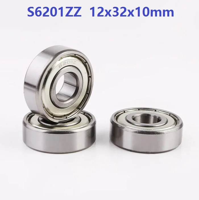 10pcs ABEC-5 S6201ZZ S6201 ZZ Z 12*32*10mm Stainless steel Ball bearing Deep Groove Ball Bearings 12x32x10mm 6201