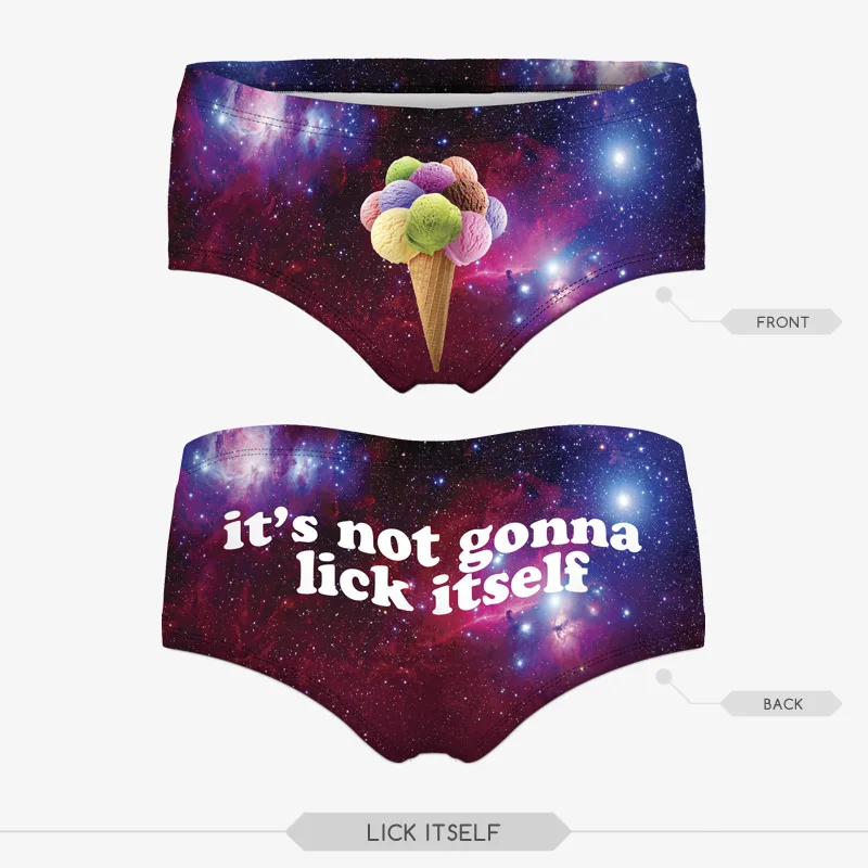 sexy panty women 2016 Hot Sale 3D printed lick itsele letter womens panties briefs female panties