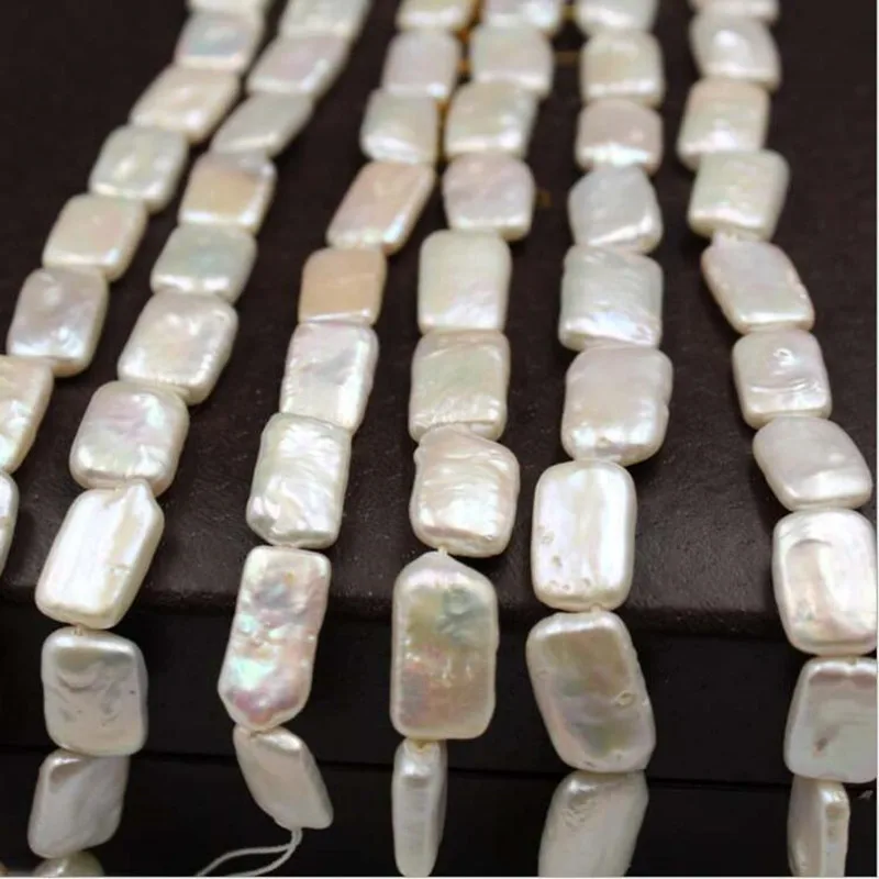 Promotion 6*14MM 10Pcs Flat Rectangle Baroque 100% AA Natural Freshwater Pearl Strand Ear Beads Jewellery Bead