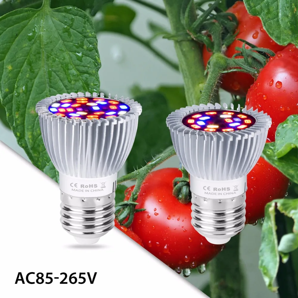 Lámpara LED de espectro completo para cultivo de plantas, Bombilla UV IR para tienda de interior, 18W, 28W, E14, 220V, E27, 110V